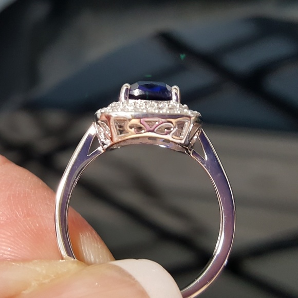 Dazzling Simulated Blue Sapphire Statement Ring - Picture 5 of 8